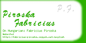 piroska fabricius business card